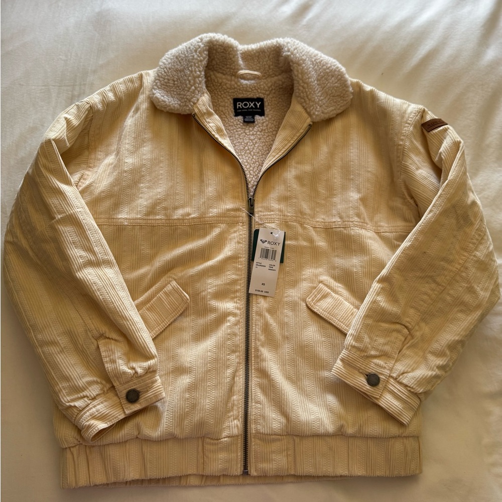 Roxy Tan Jacket with Sherpa Collar